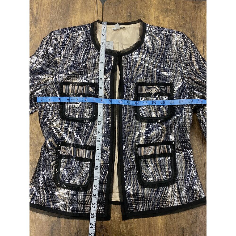 CACHE Silver Black Sequin Jacket Medium NWT $188 … - image 3